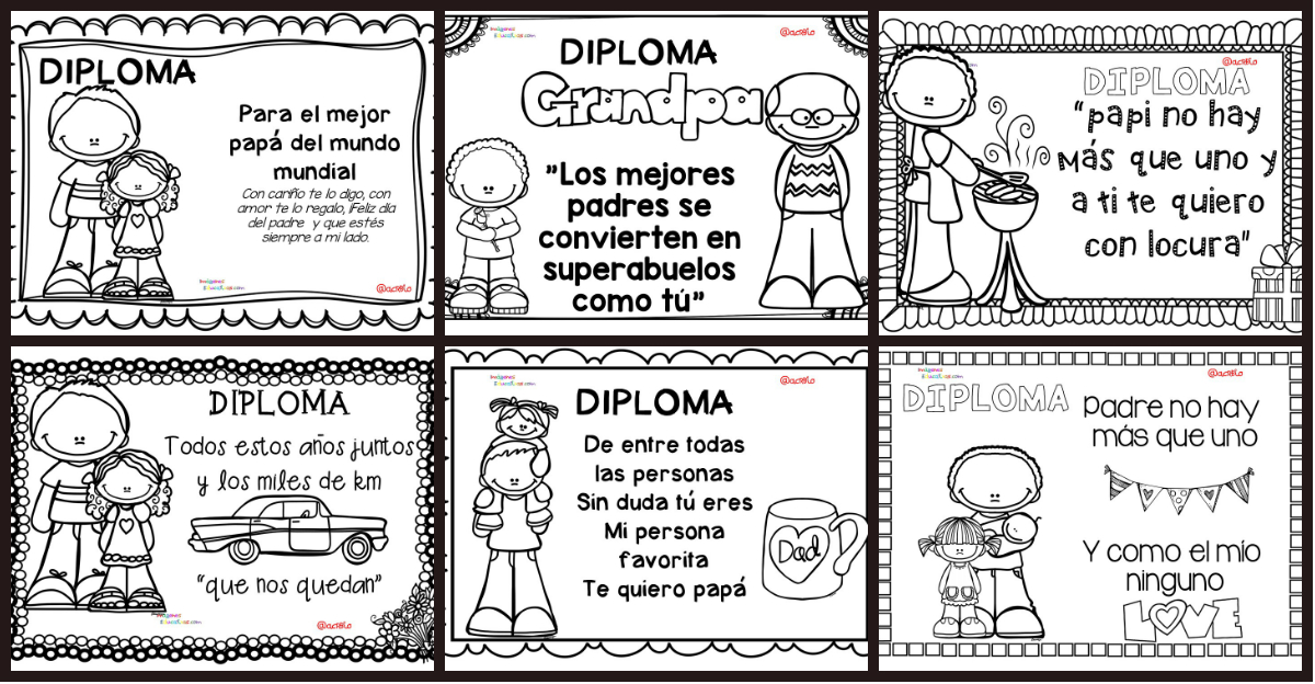 Celebramos El Dia Del Padre Con Una Coleccion De Diplomas Para Colorear Imagenes Educativas