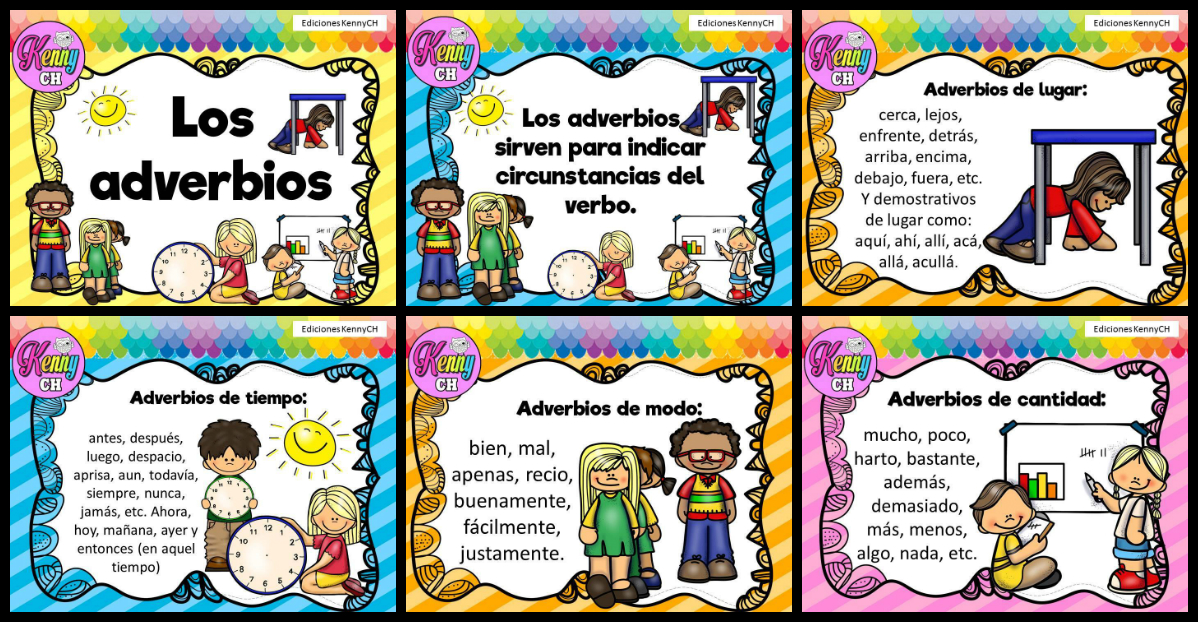 Tarjetas para trabajar los adverbios Imagenes Educativas