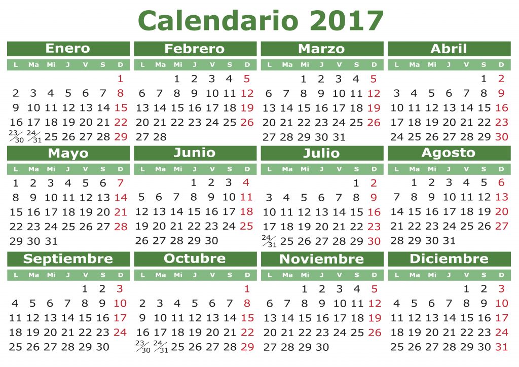 Spanish Calendar 2017 Imagenes Educativas