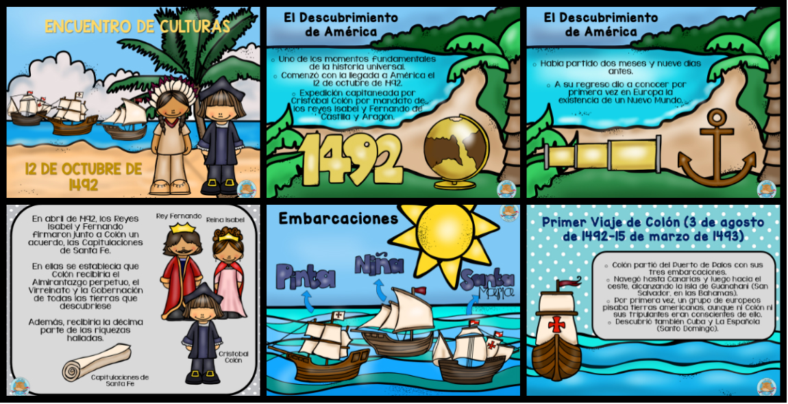 Tarjetas para trabajar y explicar el DESCUBRIMIENTO DE AMÉRICA – Imagenes Educativas