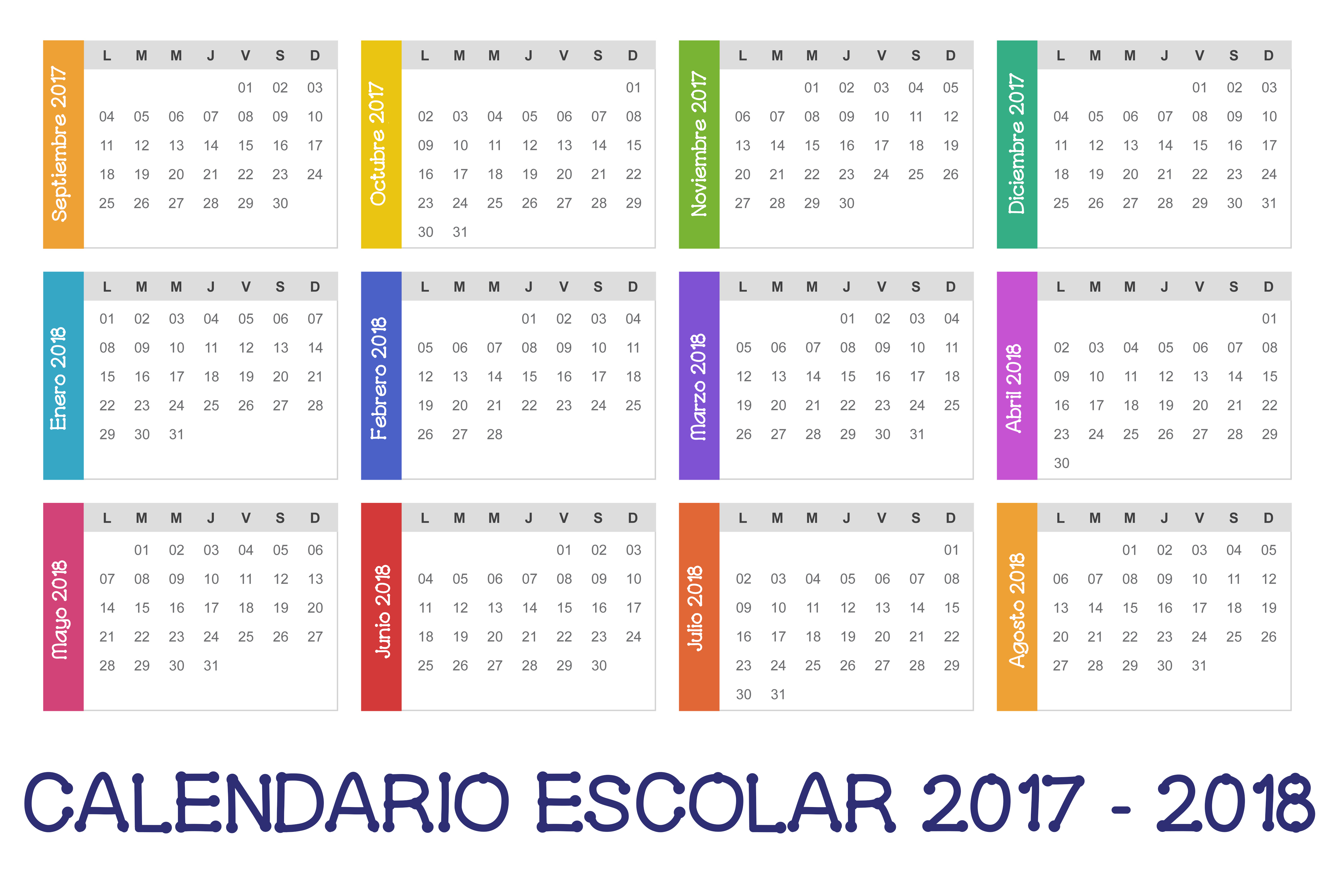 Calendrier Scolaire 2017 2018 Imagenes Educativas