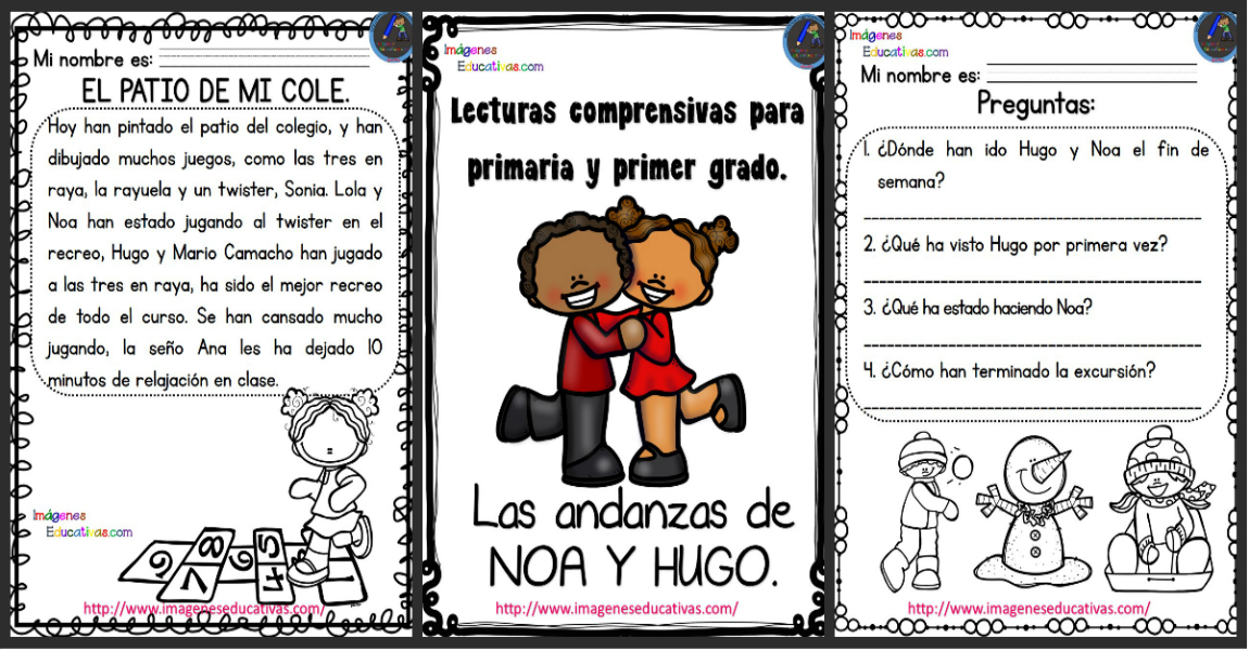 Lecturas con preguntas para primaria y primer grado portada.