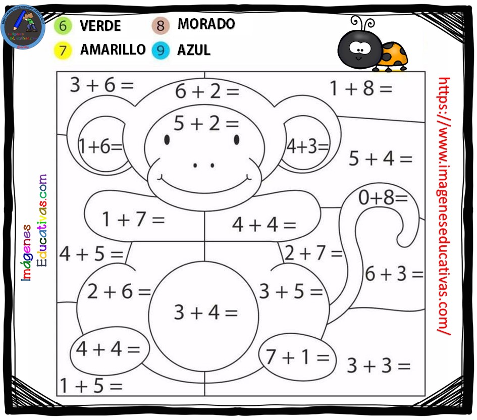 colorear por nÚmeros sumas y restas imagenes educativas