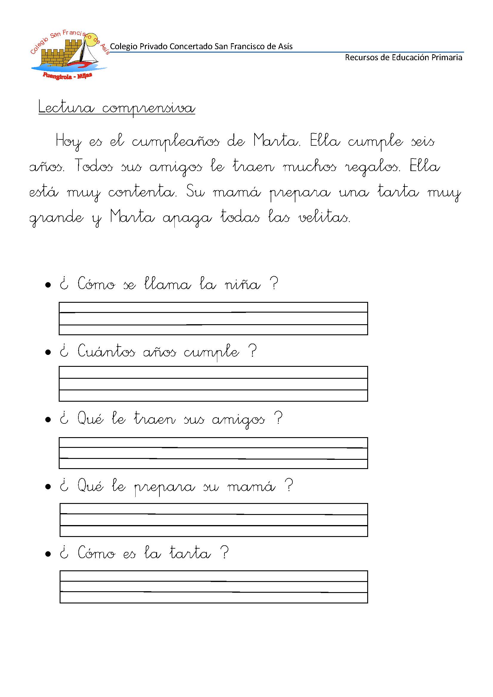 50 Fichas de comprensión lectora para primer grado y primer ciclo de ...