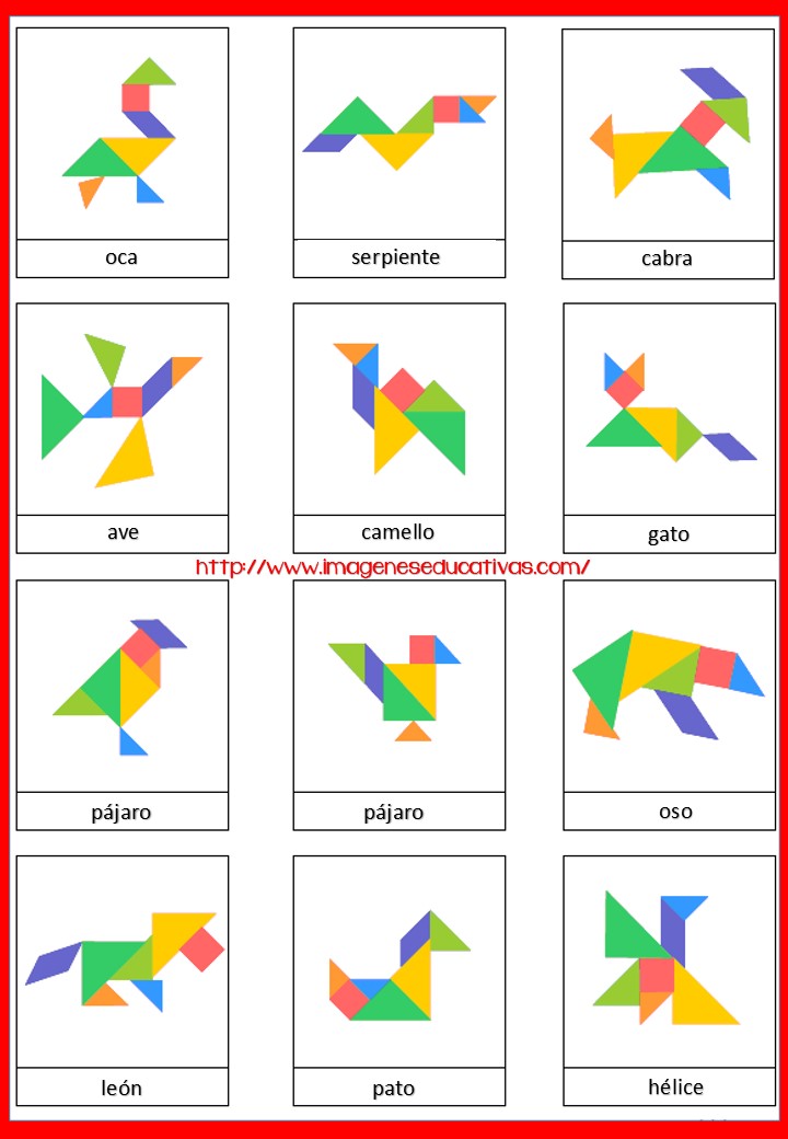 Figuras imprimir plantillas Tangram -Orientacion