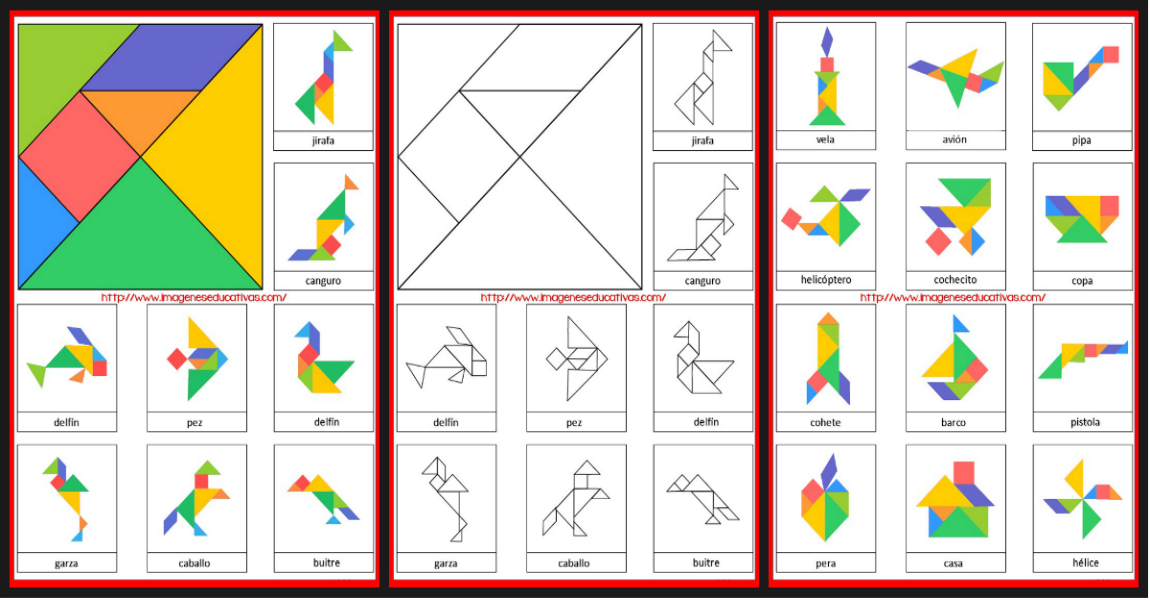 panorama tubo El respeto Tangram Figuras para imprimir plantillas incluidas – Imagenes Educativas