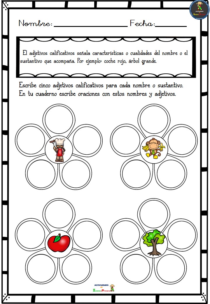 Fichas Para Trabajar Los Adjetivos Calificativos 2 Imagenes Educativas