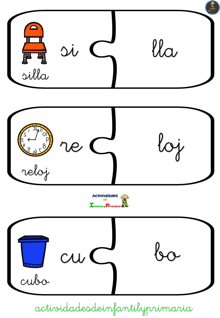 Trabajamos la conciencia fonológica con este divertido puzzle silábico ...