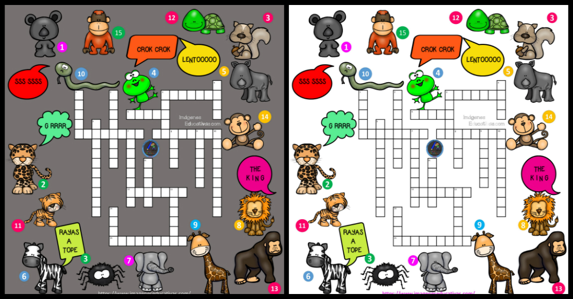 CRUCIGRAMA ANIMALES SALVAJES PORTADA – Imagenes Educativas