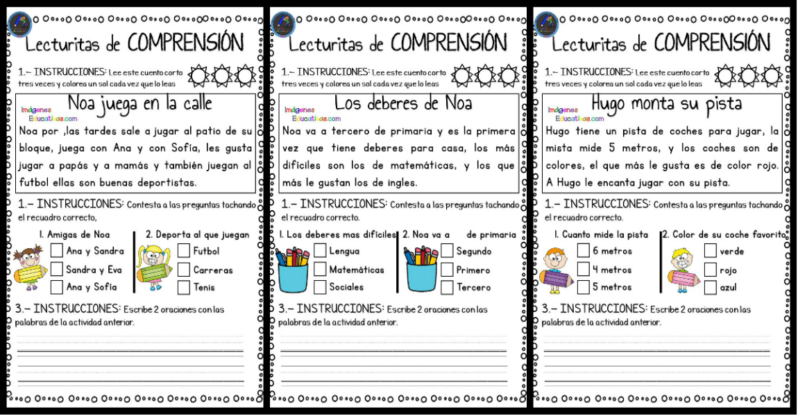 Mini fichas de comprensión lectora para Infantil y primer ciclo de ...