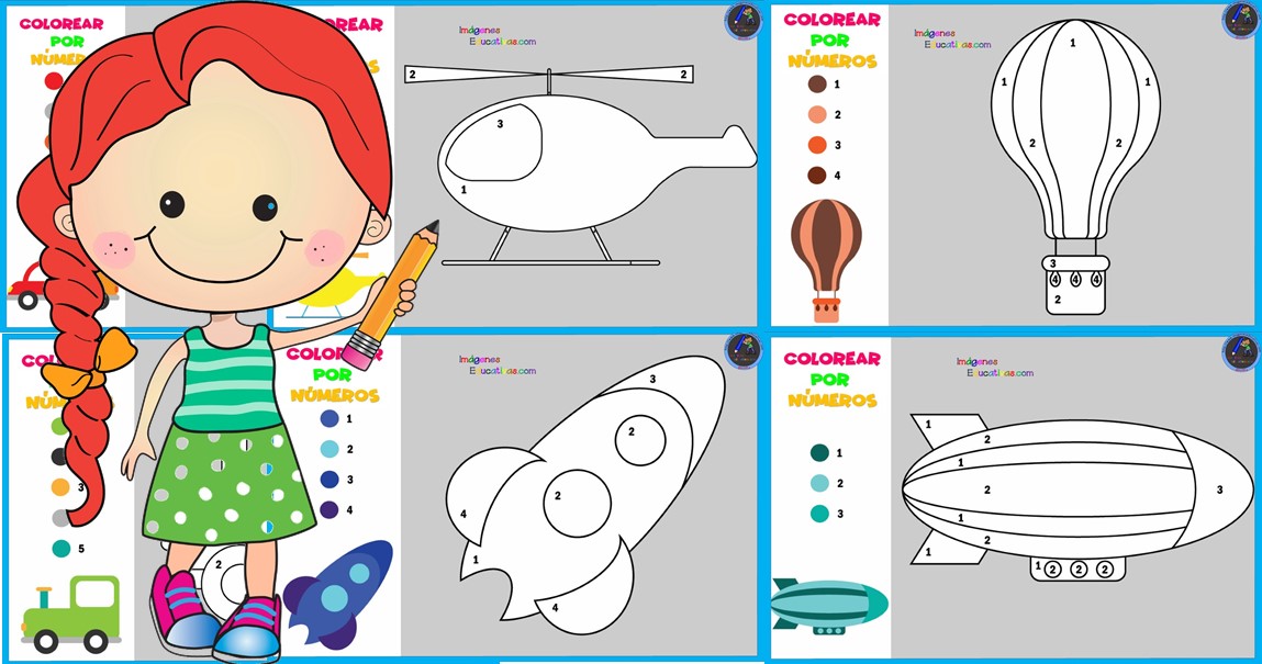 Fichas para colorear por números MEDIOS DE TRANSPORTE – Imagenes Educativas Fichas para colorear por números MEDIOS DE TRANSPORTE – Imagenes Educativas