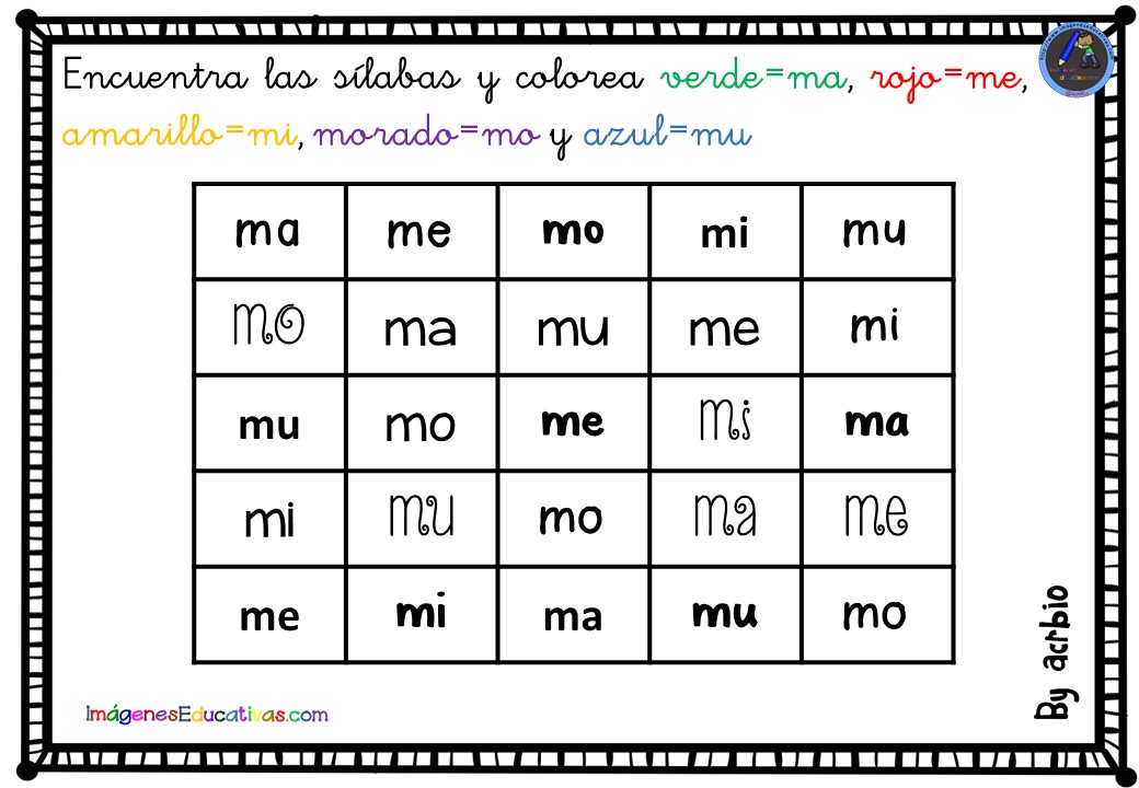 Cuadernillo para alumnos con retraso en la lectoescritura por sílabas M
