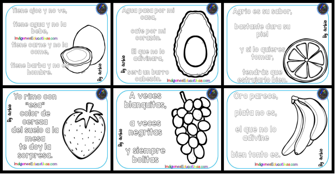 Interpretar retorta fecha límite Adivinanzas de Frutas para colorear – Imagenes Educativas