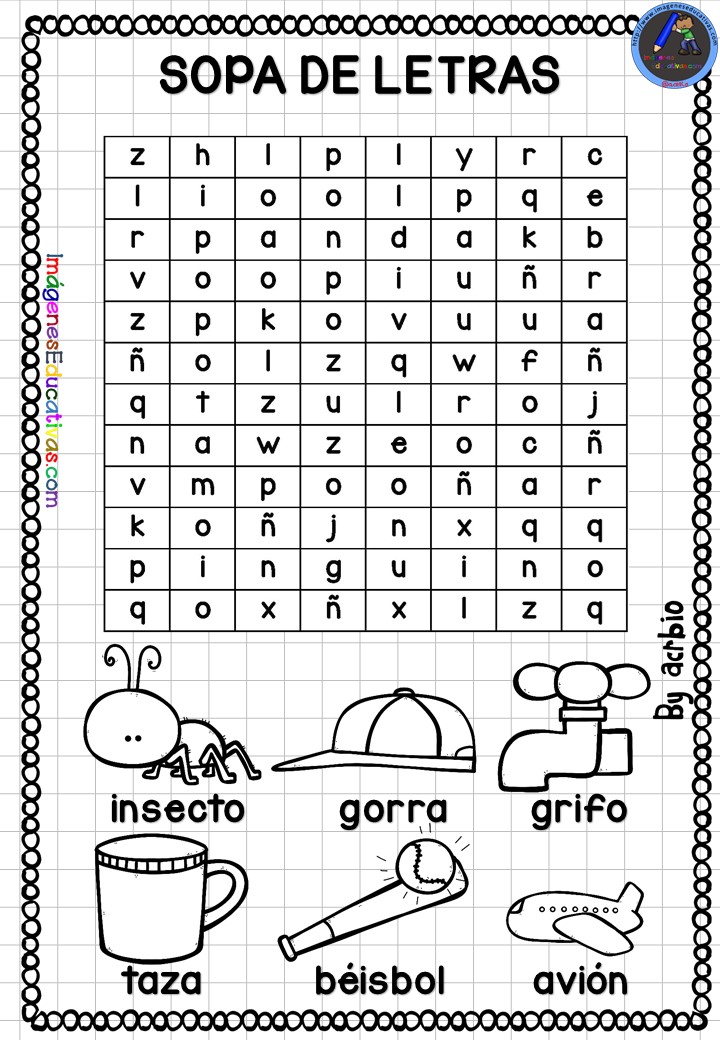 Sopas De Letras Para Trabajar El Abecedario Imagenes Educativas Sopa De