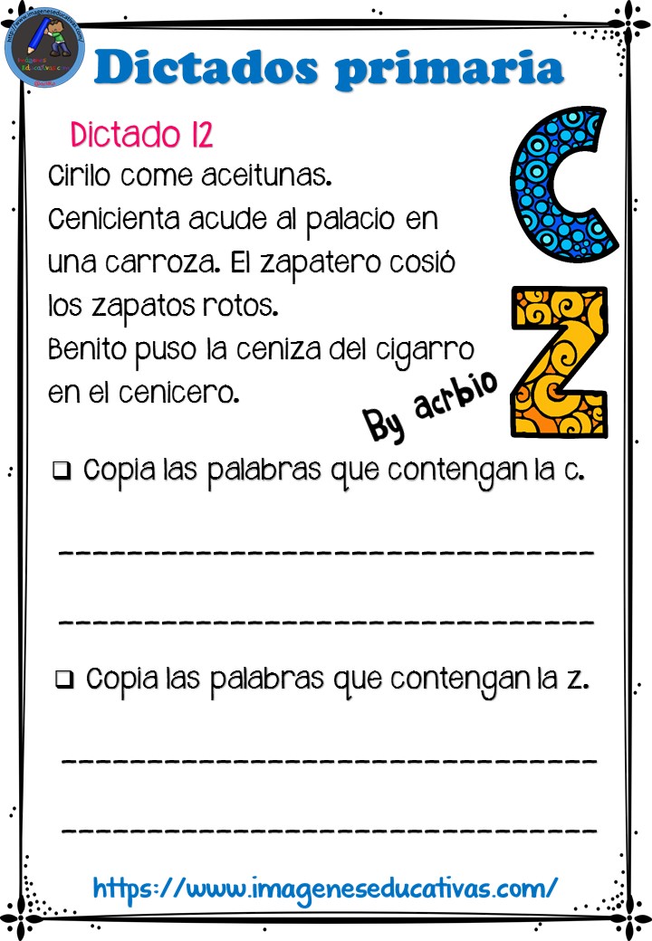 20 Dictados Para Primaria 1º 2º Y 3º Ciclo 12 Imagenes Educativas