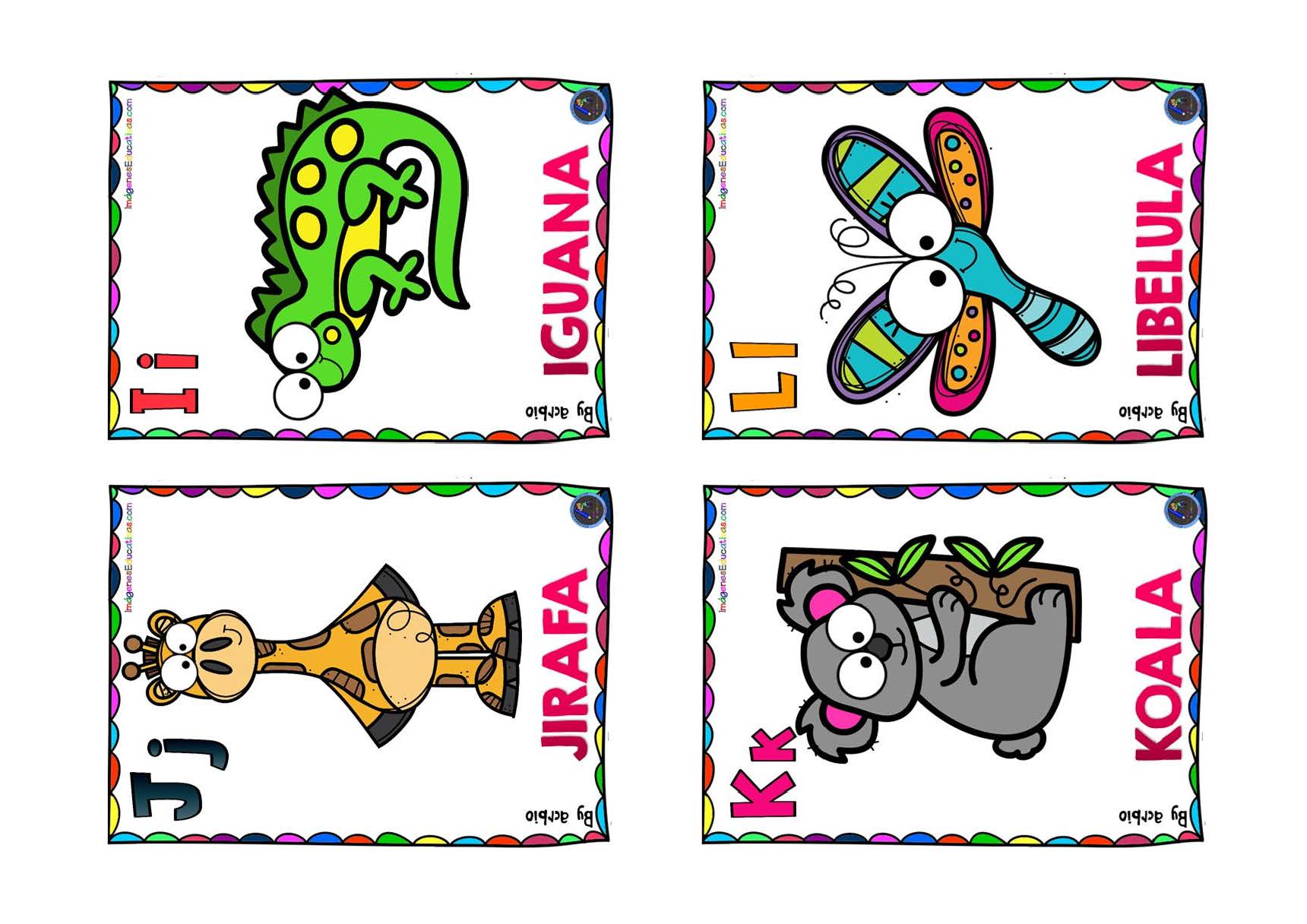 ABECEDARIO DE ANIMALES EN TARJETAS PARA PLASTIFICAR TAMAÑO 2_Página_3 ...