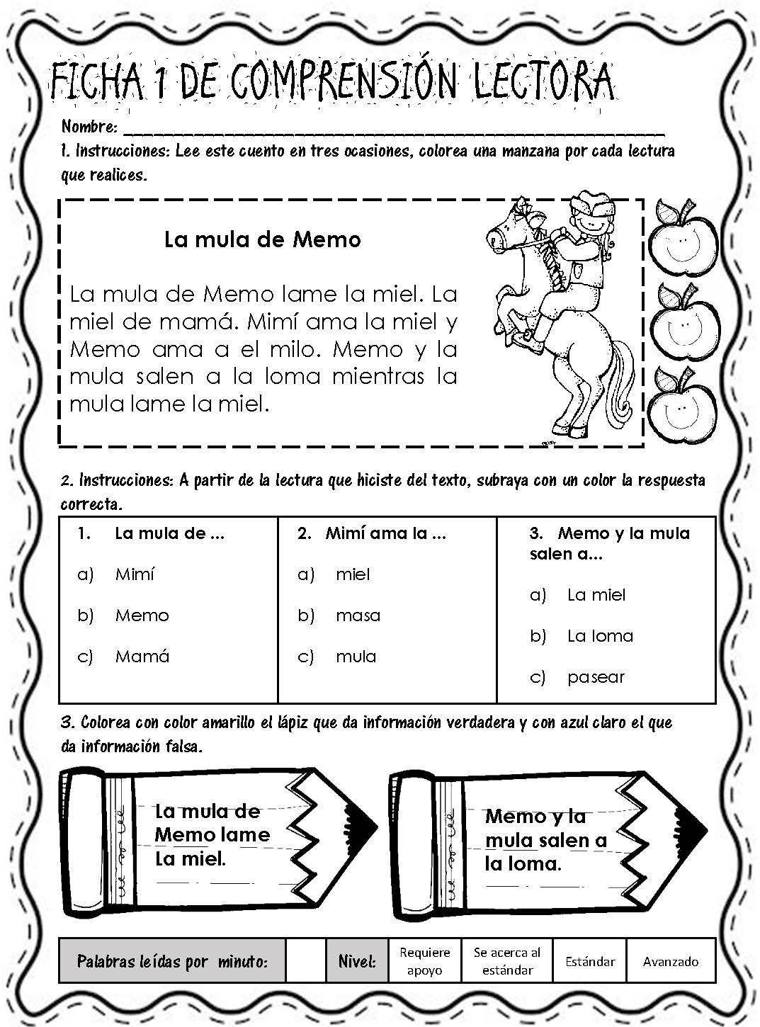 Lecturitas I Fichas De Comprensión Lectorapágina04 Imagenes Educativas