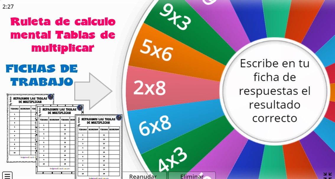 Juego de Activación Mental: Ruleta