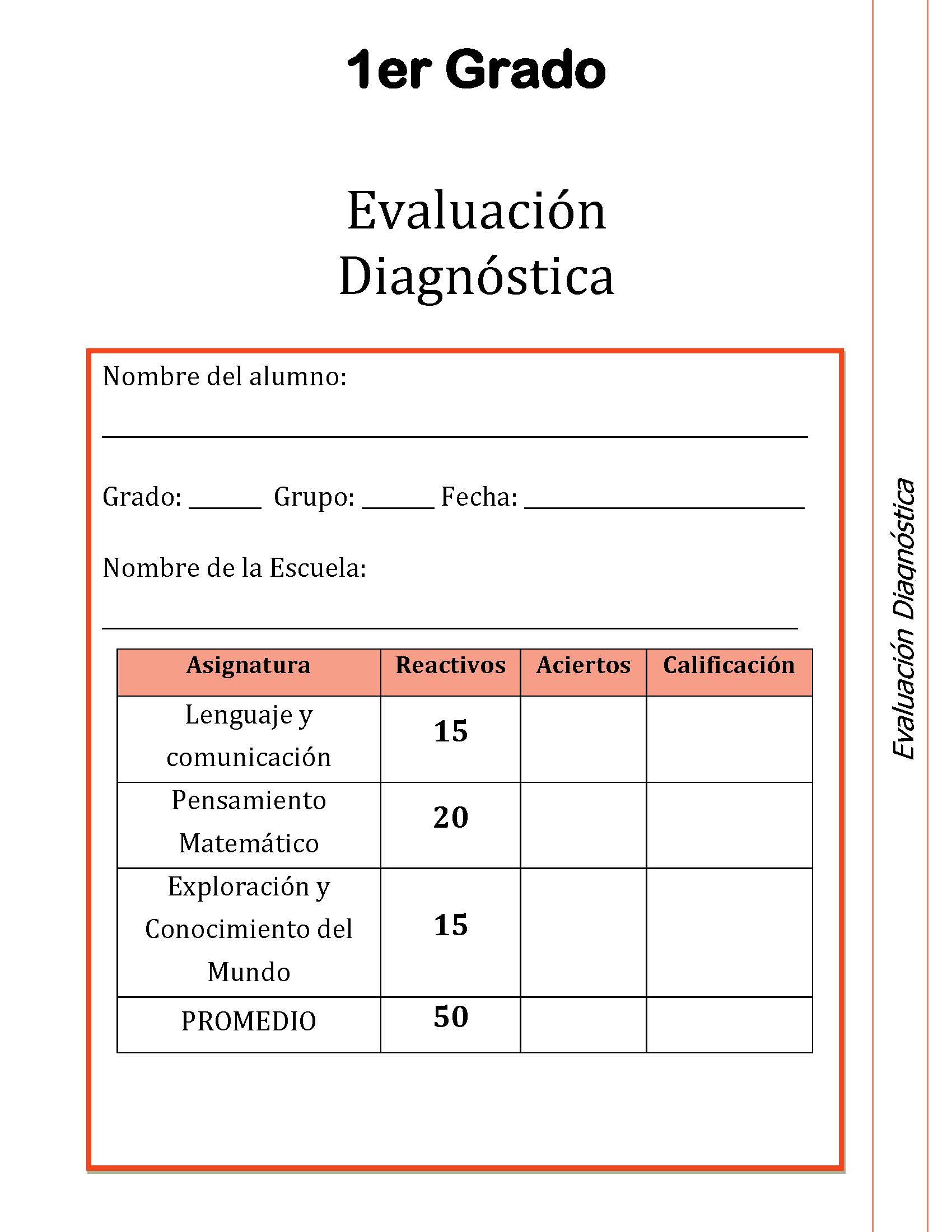 EvaluaciÓn Diagnostica 1° 2° 3° 4° 5° 6° Grado Primaria Imagenes