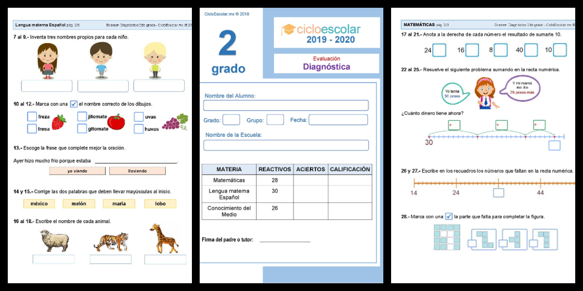 Examen DiagnÓstico Segundo Grado 2019 2020 Portada Imagenes Educativas