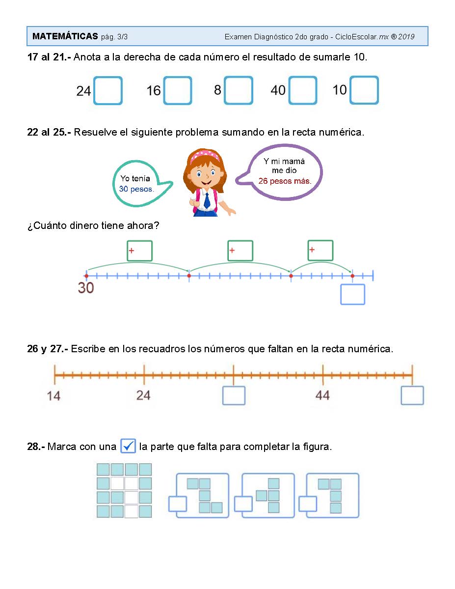 Examen DiagnÓstico Segundo Grado 2019 2020página04 Imagenes Educativas