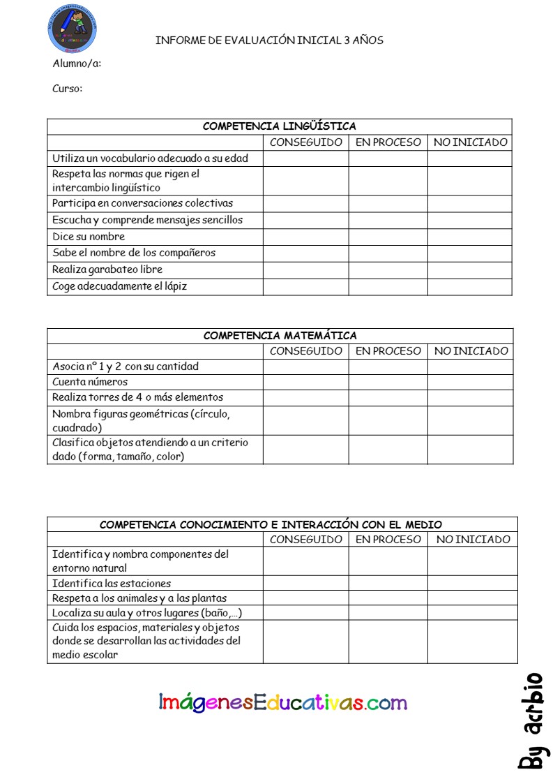EVALUACIÓN INICIAL EDUCACIÓN INFANTIL (1) - Imagenes ...