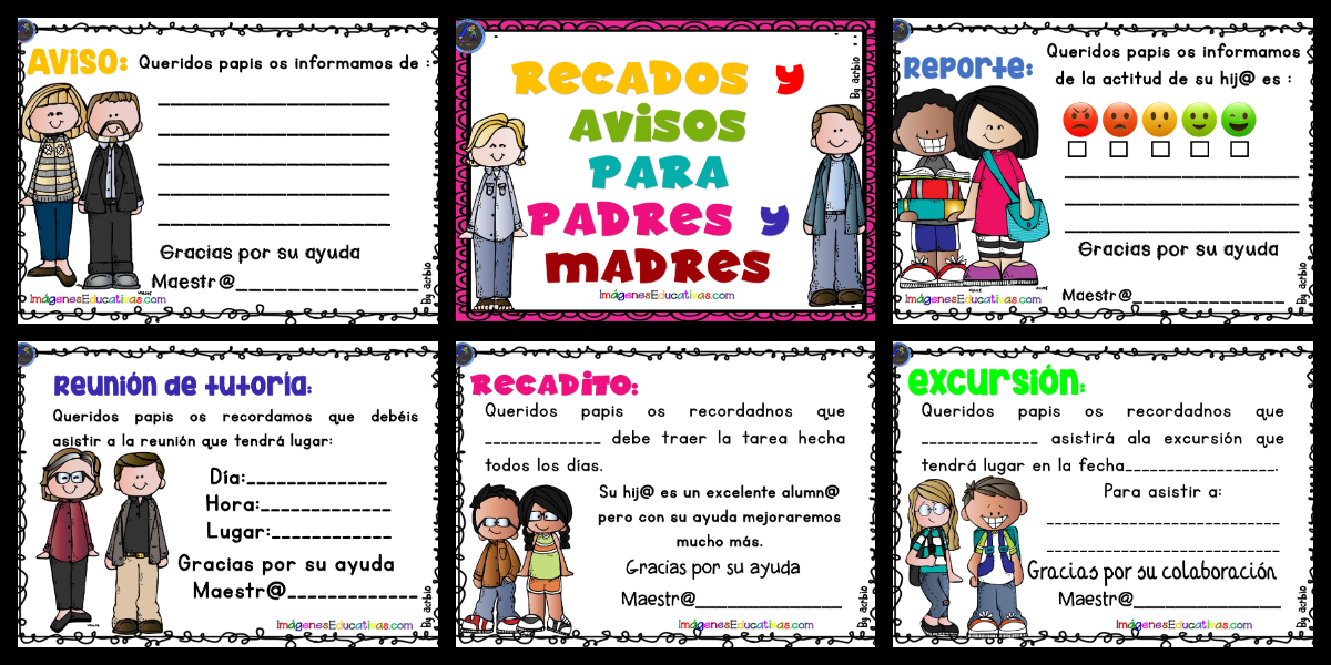 RECADOS Y AVISOS PARA PADRES Y MADRES PORTADA – Imagenes Educativas