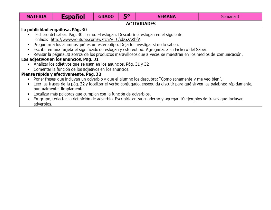 PLANEACIÓN DE OCTUBRE QUINTO GRADO DE PRIMARIA 2020 2021 Imagenes