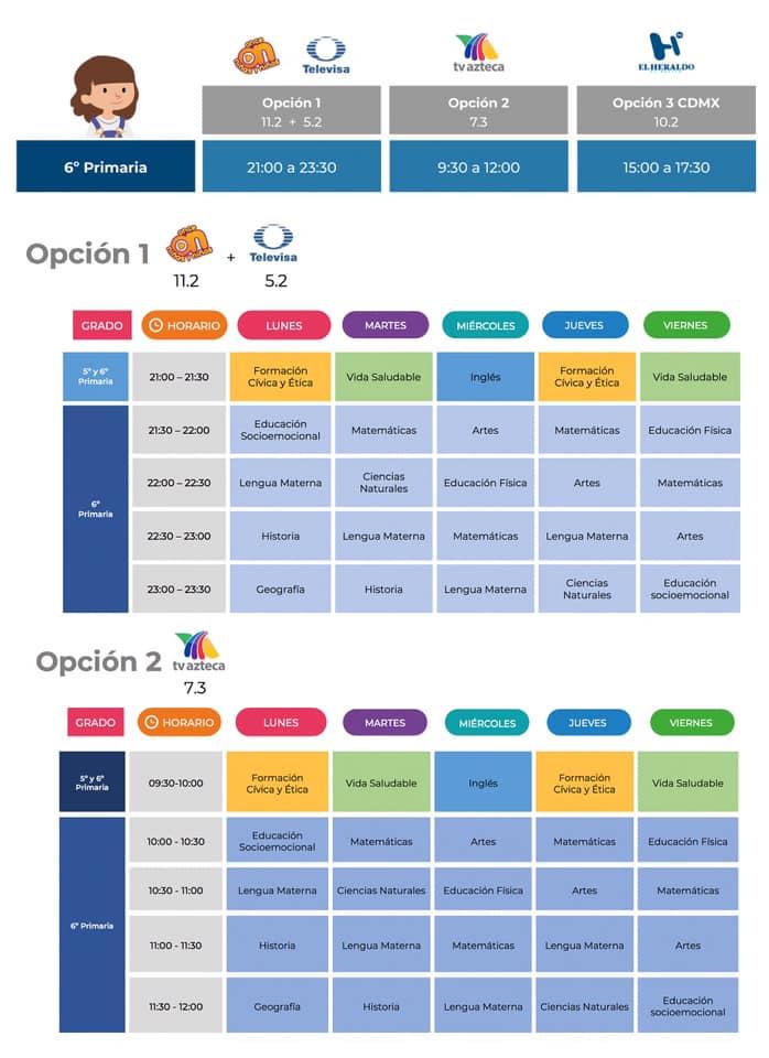 Aprende en Casa 2 SEP Horarios y materias SEMANA 3_Página ...