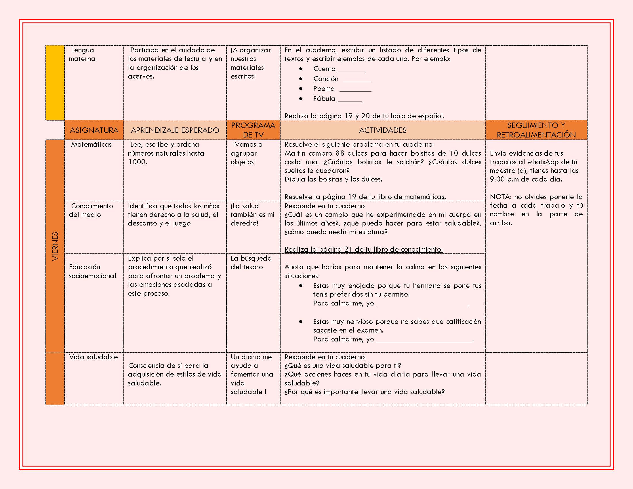 PLAN DE TRABAJO SEMANA DEL 21 AL 25 DE SEPTIEMBRE TODOS LOS GRADOS Y ...