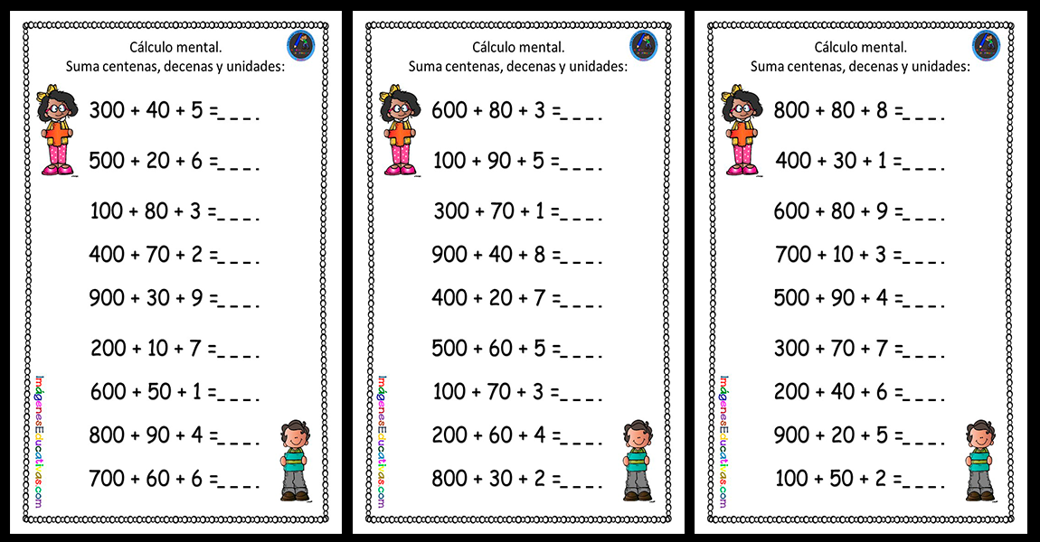 Sumas Con Unidades Decenas Y Centenas www.imageneseducativas.com