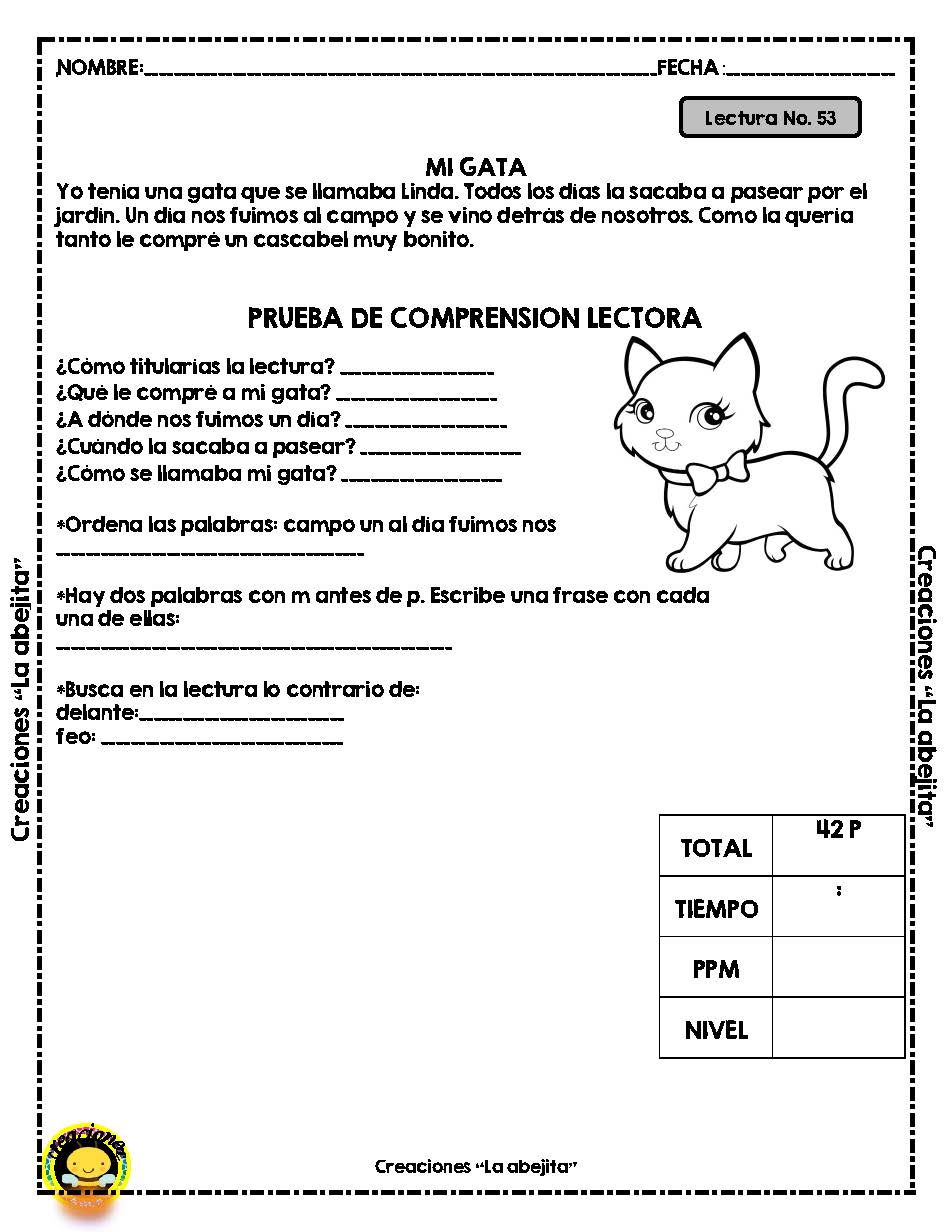 50 Fichas De Comprensión Lectora Para Primer Grado Y Primer Ciclo De