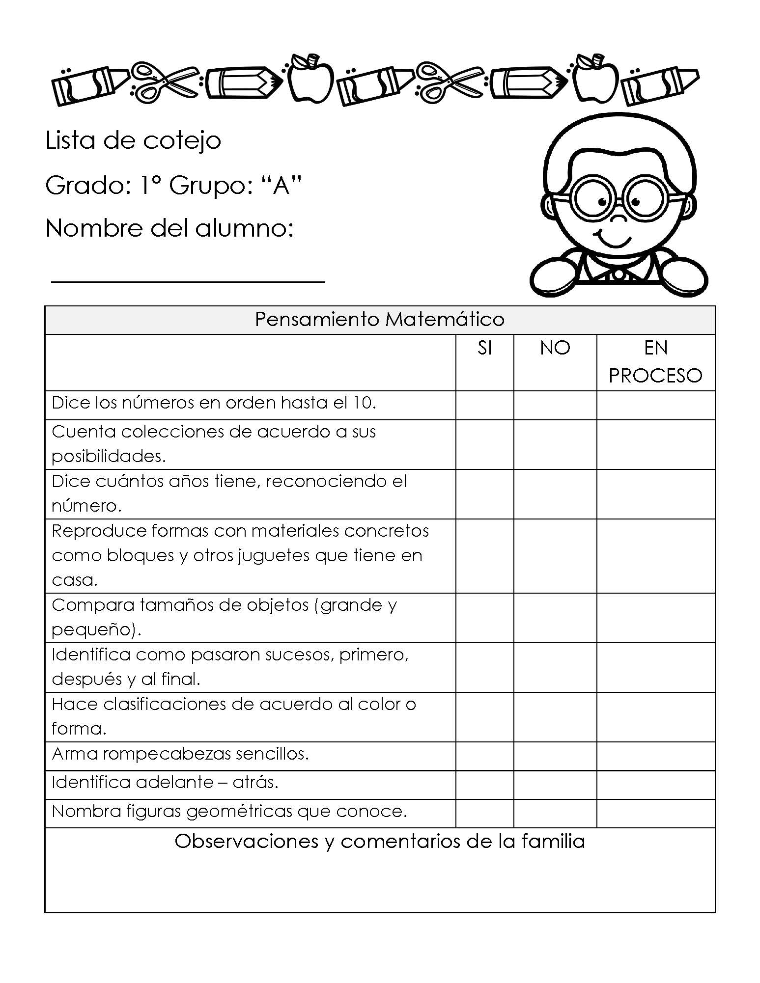 Preescolar Listas De Cotejo Pagina 25 Imagenes Educativas Theme Loader ...