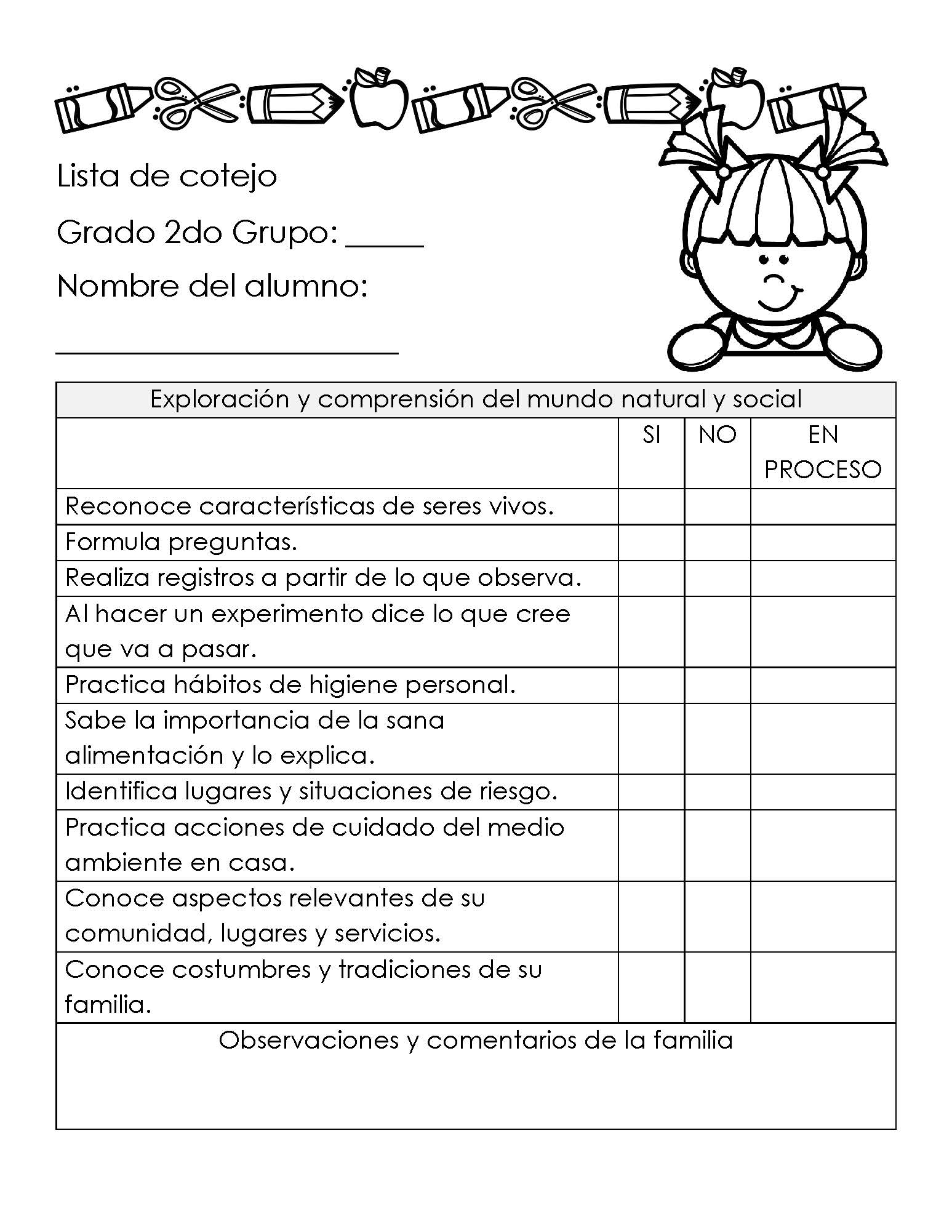 Lista De Cotejo Alumnos Images