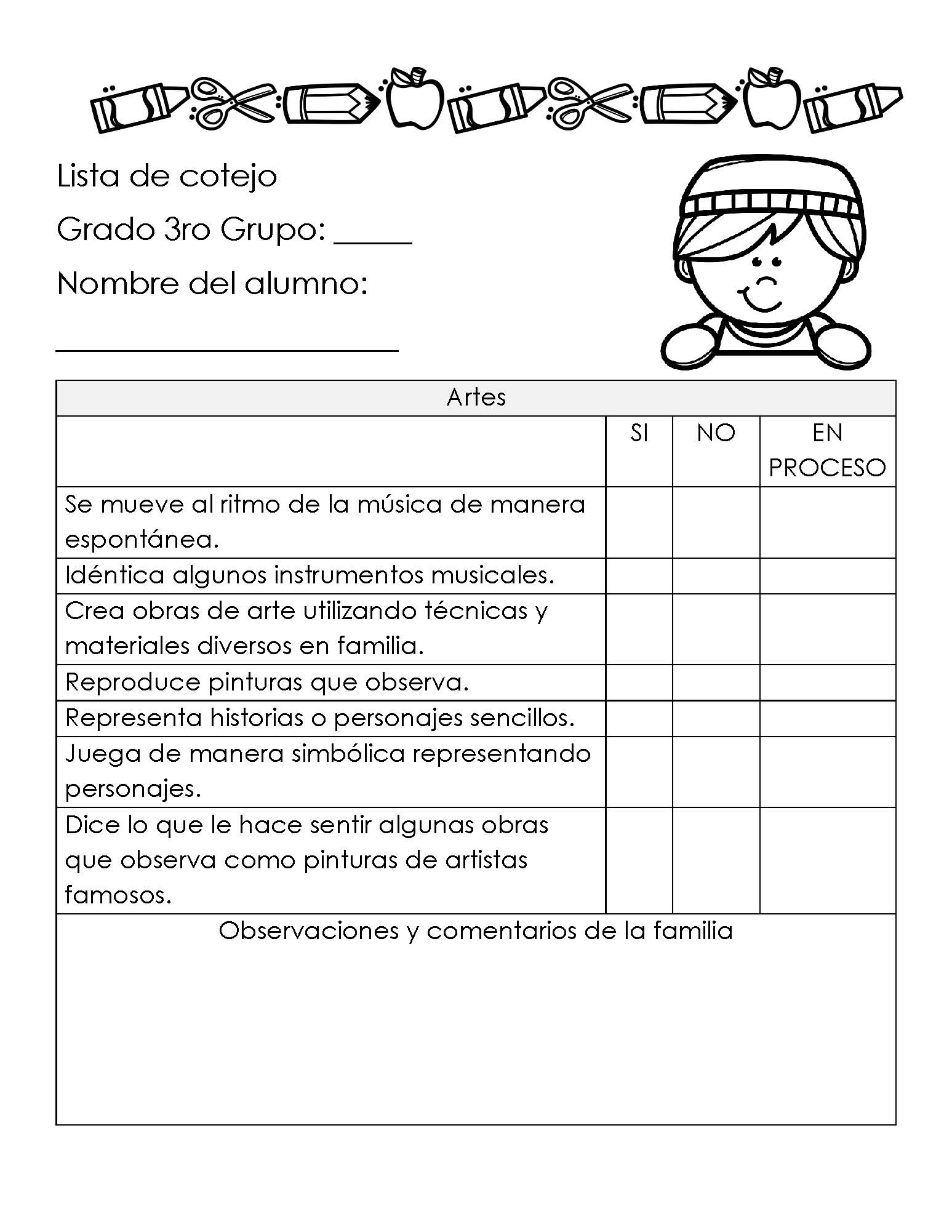 Preescolar Listas De Cotejopágina27 Imagenes Educativas 