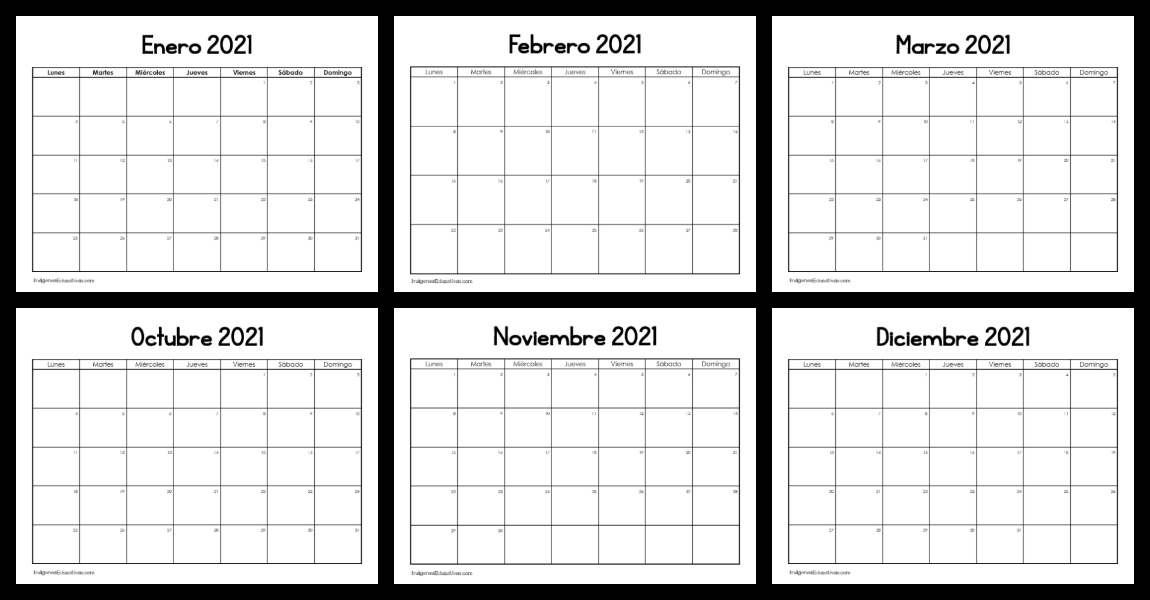 Calendario 2021 Para Apuntar Imprimir