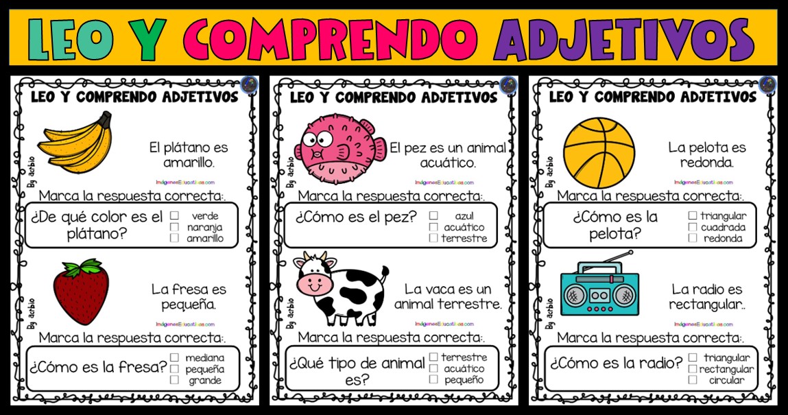 ComprensiÓn Lectora Leo Y Comprendo Adjetivos Imagenes Educativas