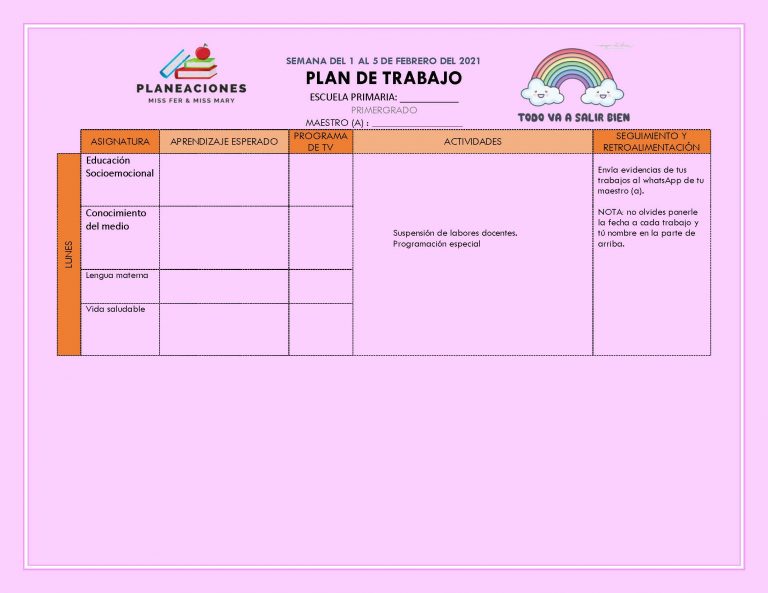 PLAN DE TRABAJO SEMANA 21 del 01 AL 05 de FEBRERO GRADOS 1º,2º Y 3º ...
