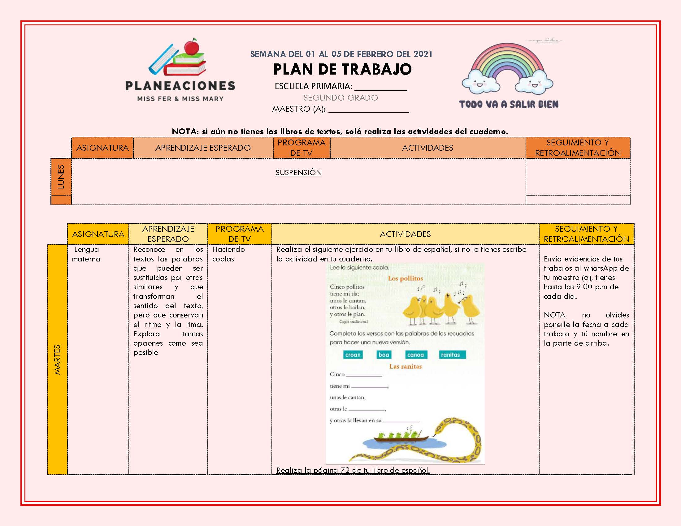 PLAN DE TRABAJO SEMANA 21 del 01 AL 05 de FEBRERO GRADOS 1º,2º Y 3º ...