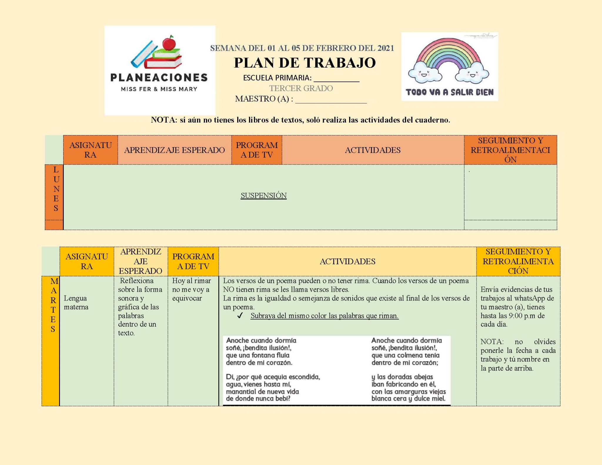 PLAN DE TRABAJO SEMANA 21 del 01 AL 05 de FEBRERO GRADOS 1º,2º Y 3º ...