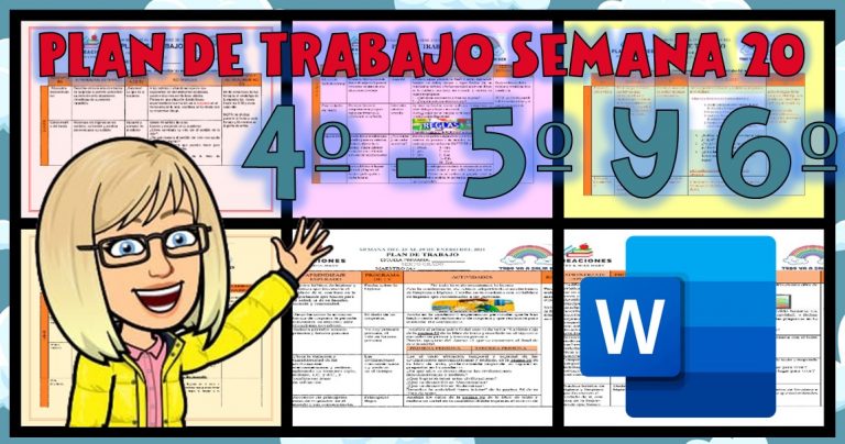 EDITABLE PLAN DE TRABAJO SEMANA 20 del 25 AL 29 de ENERO GRADOS 4º,5º Y ...
