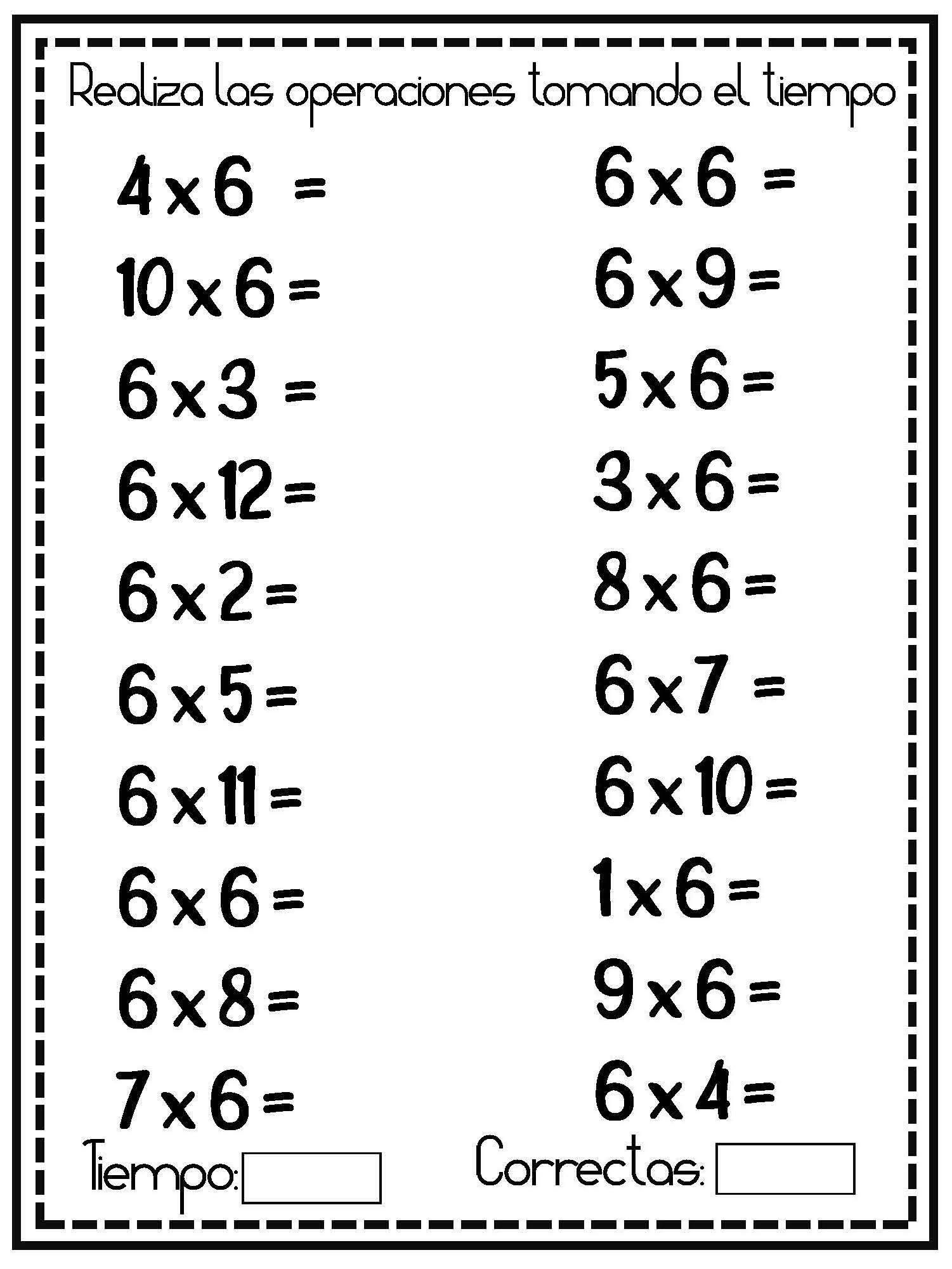 MULTIPLICACIONES SENCILLAS REPASAMOS TABLAS DE MULTIPLICAR 6 