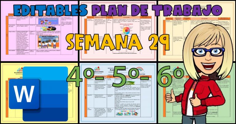 EDITABLES PLAN DE TRABAJO SEMANA 29 del 12 AL 16 de ABRIL GRADOS 4º,5º ...