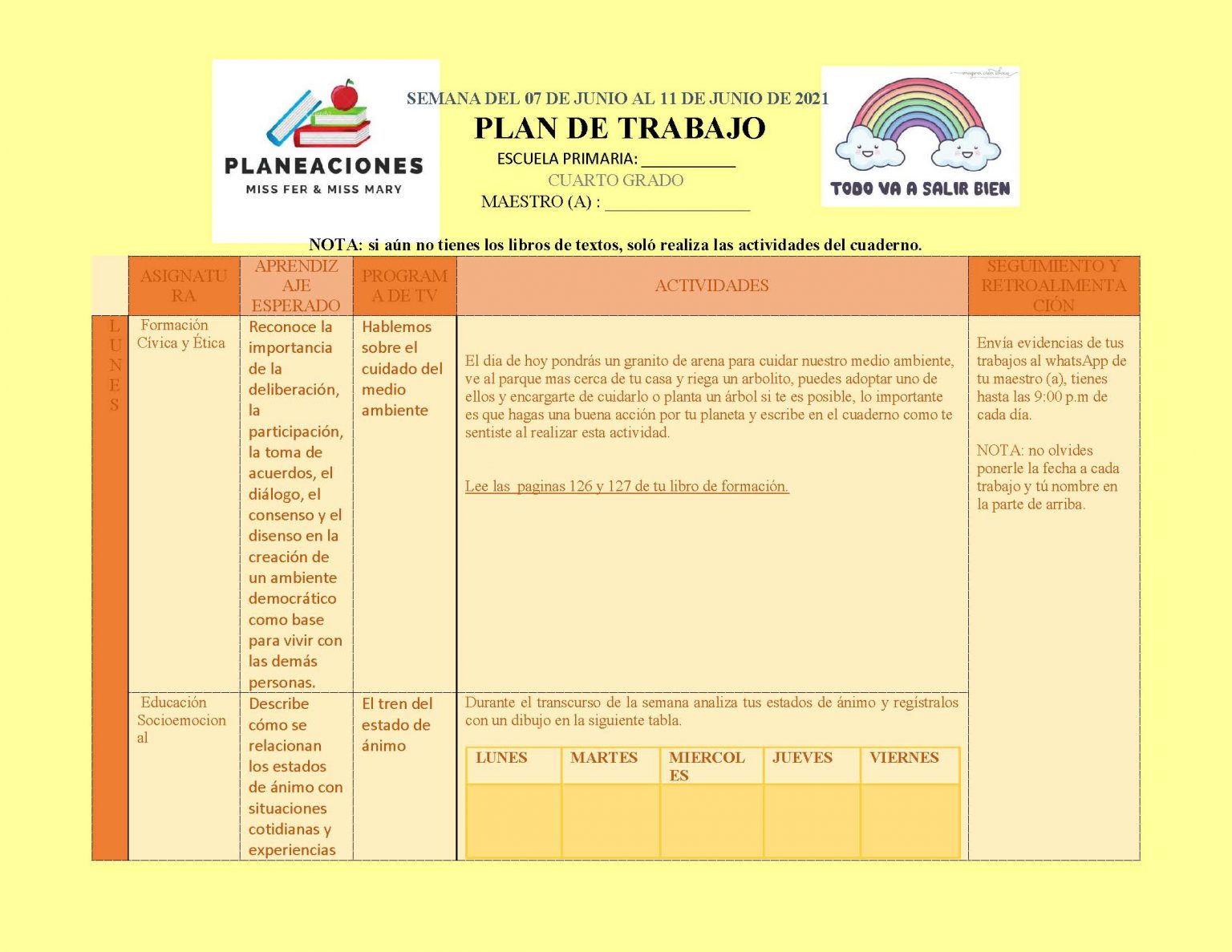 EDITABLE PLAN DE TRABAJO SEMANA 37 del 07 AL 11 DE JUNIO GRADOS 4º,5º Y ...