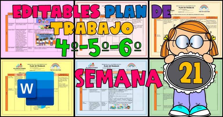 EDITABLE PLAN DE TRABAJO SEMANA 21 DEL 31 AL 4 DE FEBRERO DEL 2022 4º ...