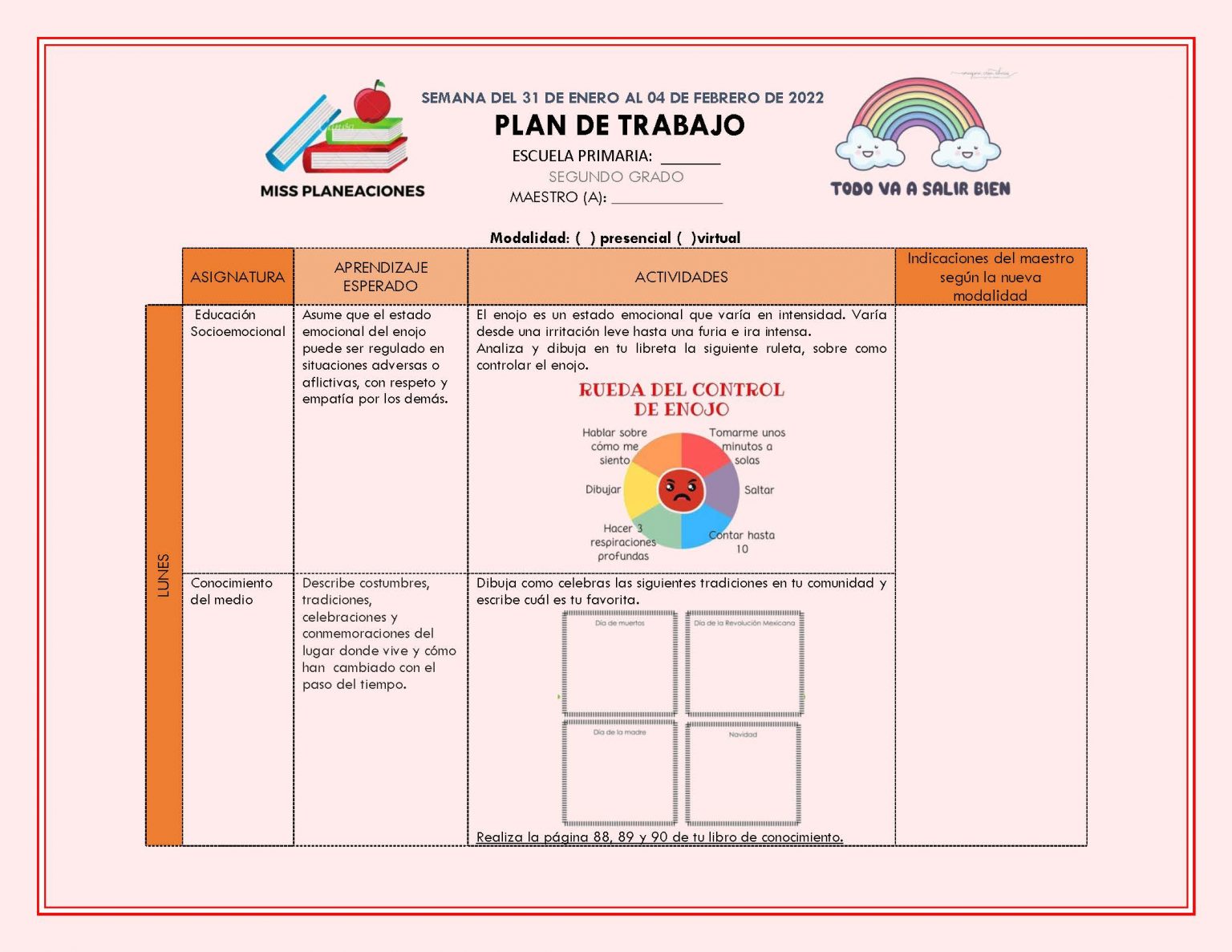 EDITABLE PLAN DE TRABAJO SEMANA 26 DEL 07 AL 11 DE MARZO DEL 2022 1º,2º ...