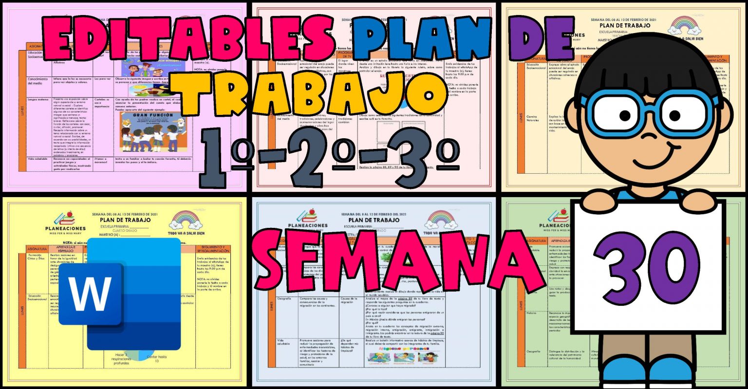 EDITABLE PLAN DE TRABAJO SEMANA 30 DEL 24 AL 28 ABRIL DEL 2023 1º,2º Y ...