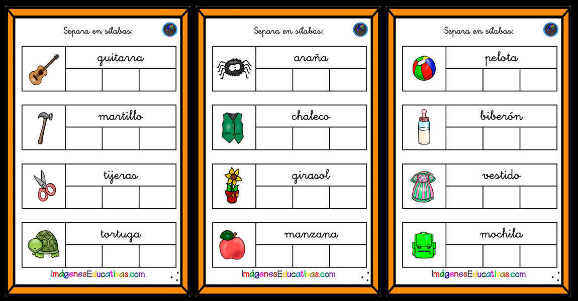 SEPARA SÍLABAS EN PALABRAS TRISÍLABAS – Imagenes Educativas