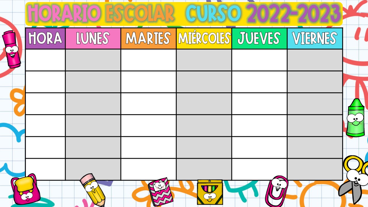 Horario Escolar Imprimible Plantilla Horario Escolar Horario De Horario Escolar Imprimible Plantilla Horario Escolar Horario De