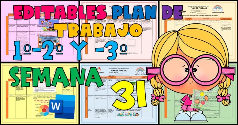 EDITABLE PLAN DE TRABAJO SEMANA 31 del 1 AL 5 de MAYO GRADOS 1º,2º Y 3º ...
